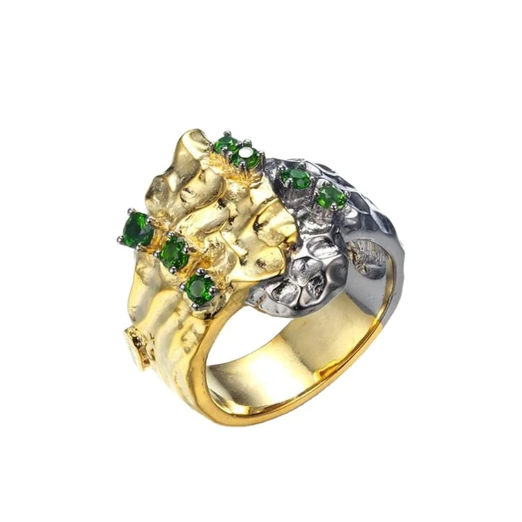 Plated Green Diopside Wedding Gold Professional Custom Production Silver Handmade Vintage 925 Sterling Silver Ring