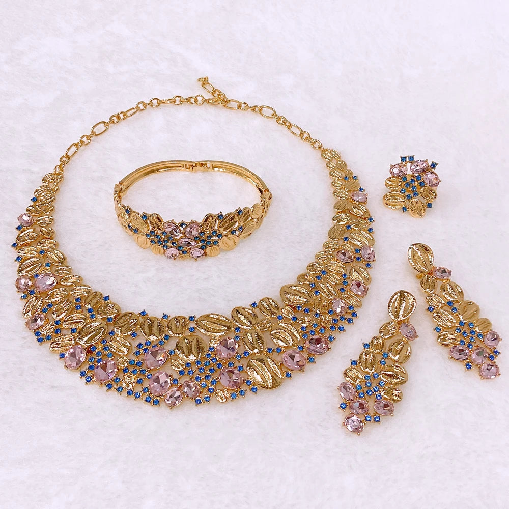 Zhuerrui Nigerian 18k Gold Plated Jewelry Set Brazil Gold Designer Wedding Jewellery Set Fashion Necklaces Jewelry Sets I006020