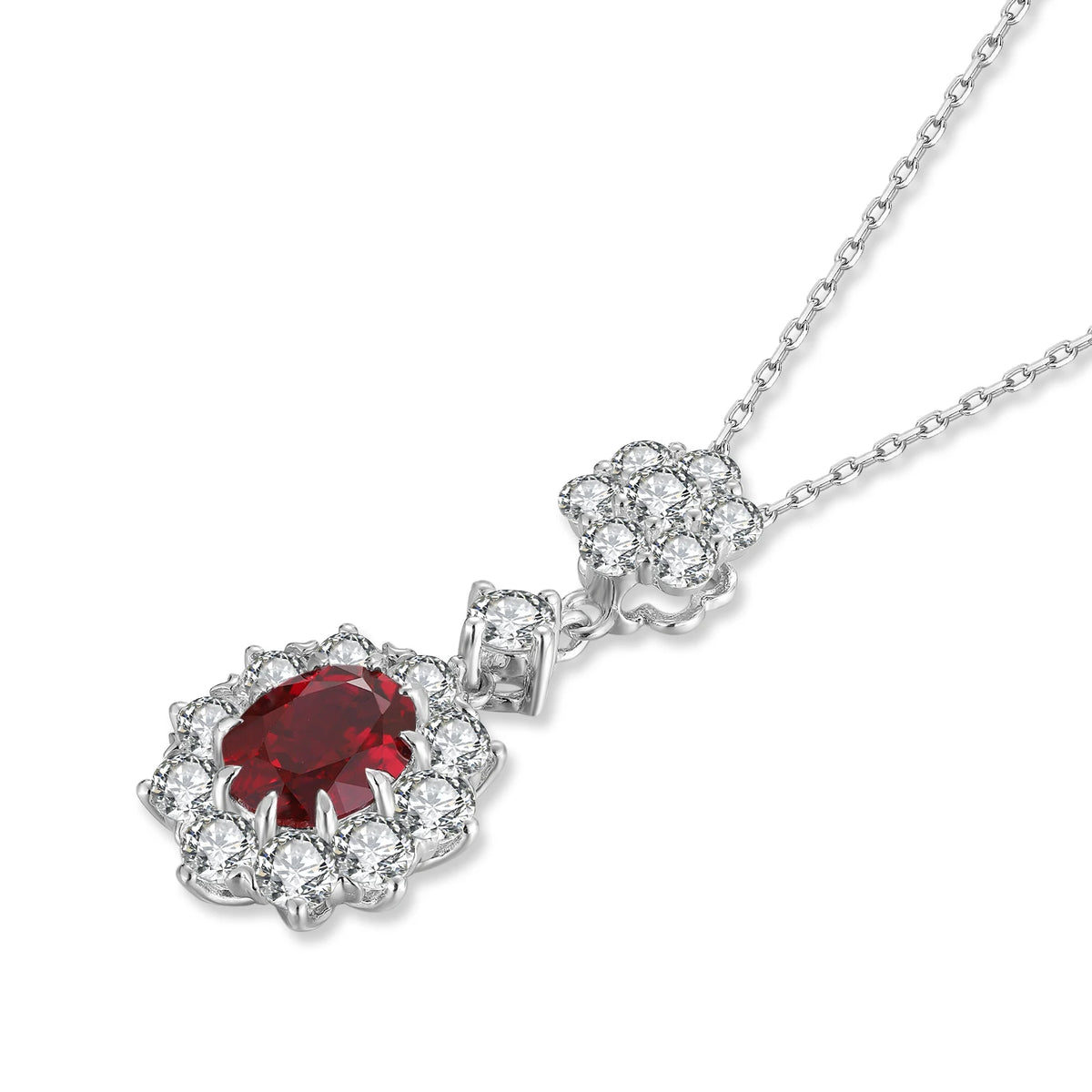 Gemfiori Custom Women Fine Jewelry Simple Lab Grown Ruby Diamond GIA IGI Certified Necklace