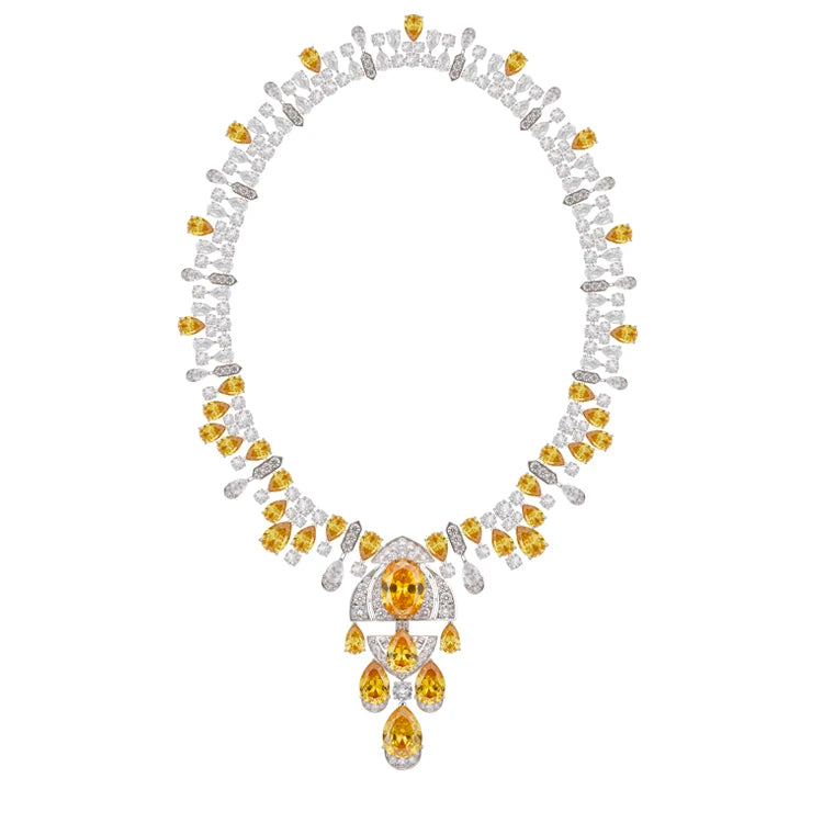 2023 High Class Jewelry Set Brass Rhodium Plated Yellow Ladies Evening Dress Banquet Evening Dress Necklace