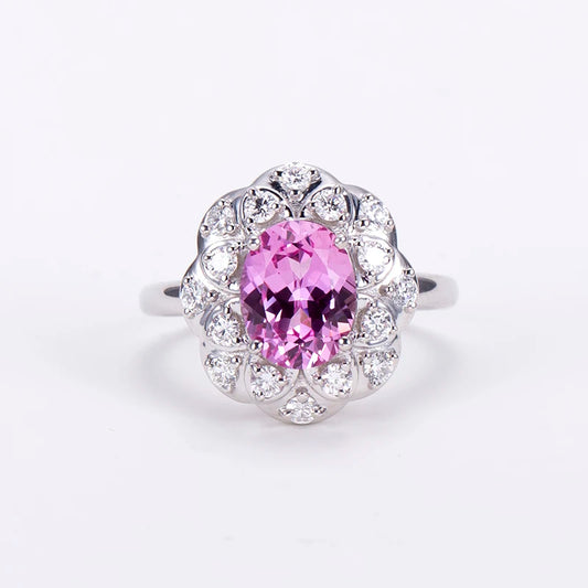 Gemfiori Messi Jewelry MSR-1540 Luxury 925 Silver Stackable Round Ring Lab Gemstone Ring
