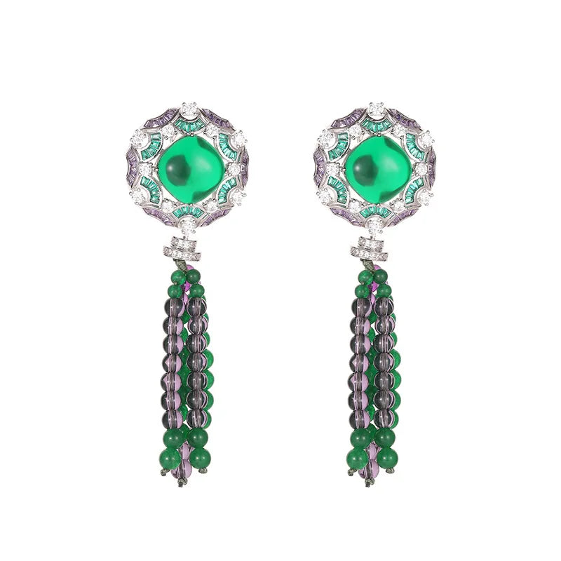 Gemfiori Tassel Design Nigerian Wedding Jewelry Sets Extra Large Jewelry Sets Necklace Earring Set for Temperamental Ladies