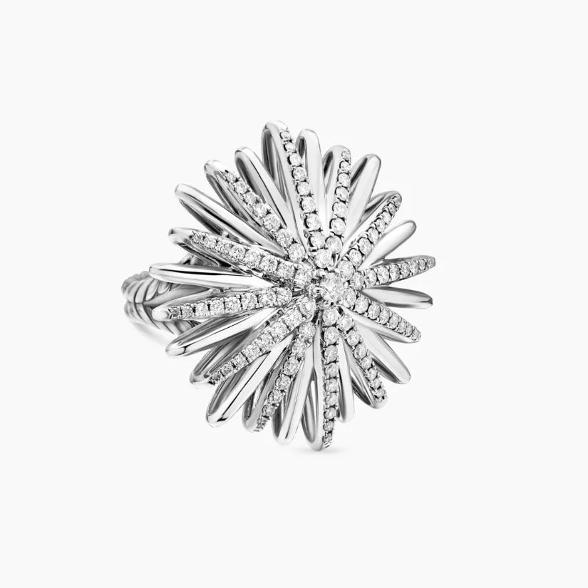 FASHIONISTA DY High-Quality Silver-Plated 28mm Full Sky Star Diamond-Set Ring, Gold-Plated Diamond-Set Ring, Jewelry