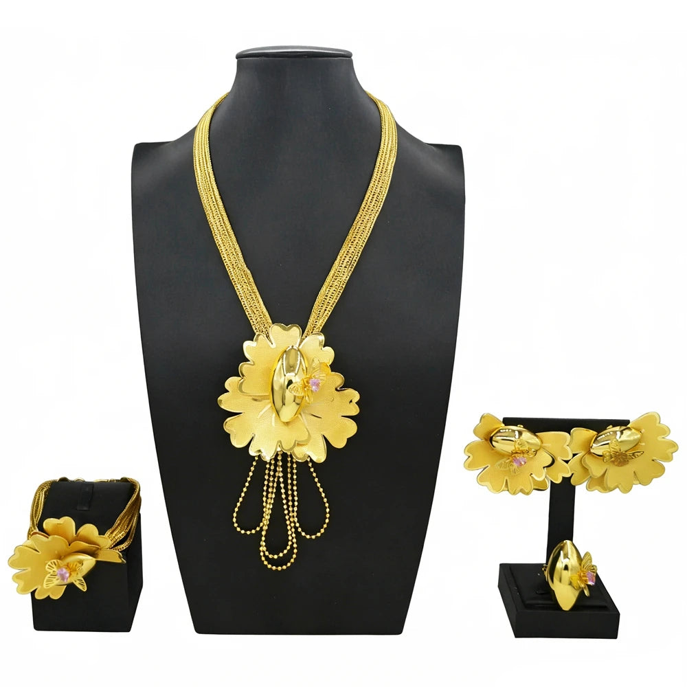 Italian Jewelry Set Alloy Brazilian Jewelry Sets Wedding Party Pendant Necklace  Earrings Jewelry Set  HK052822