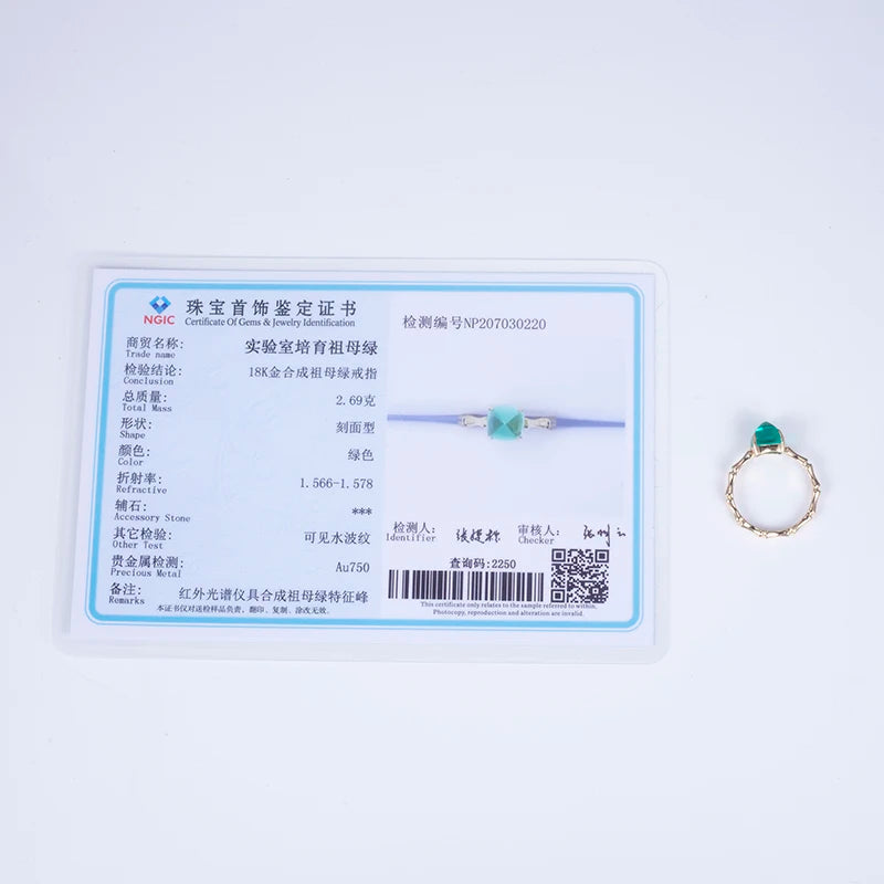 MSR-685 Fashion Designed 18k Gold Engagement Wedding Ring Jewelry Lab Grown Emerald Ring