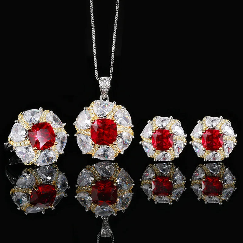 Gemfiori Women's Luxury Necklaces Rings Earrings Sparkling Cubic Zircon Gorgeous Women's Anniversary Fashion Jewelry Gifts