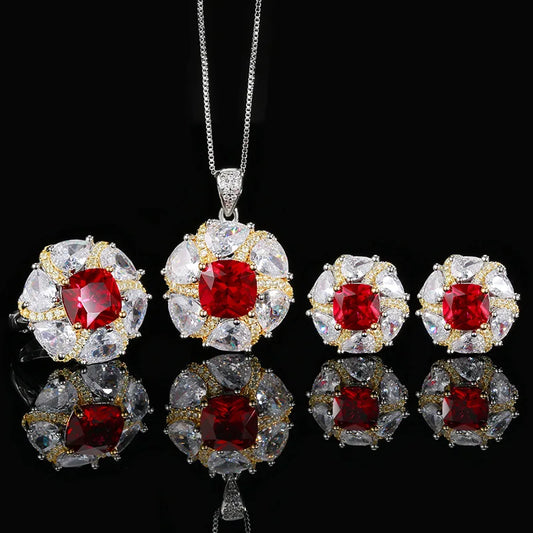 Women's Luxury Necklaces Rings Earrings Sparkling Cubic Zircon Gorgeous Women's Anniversary Fashion Jewelry Gifts