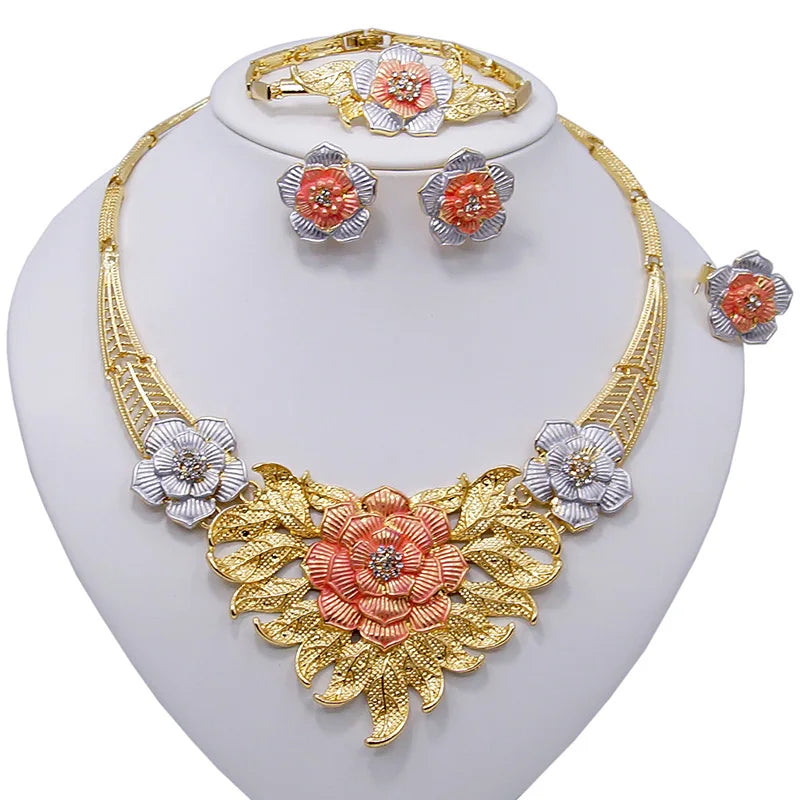 Zhuerrui Mother's Love I Love You Hug and Kiss Jewelry Sets Germany Fashion Plated Gold Xoxo Stainless Steel Jewelry Set