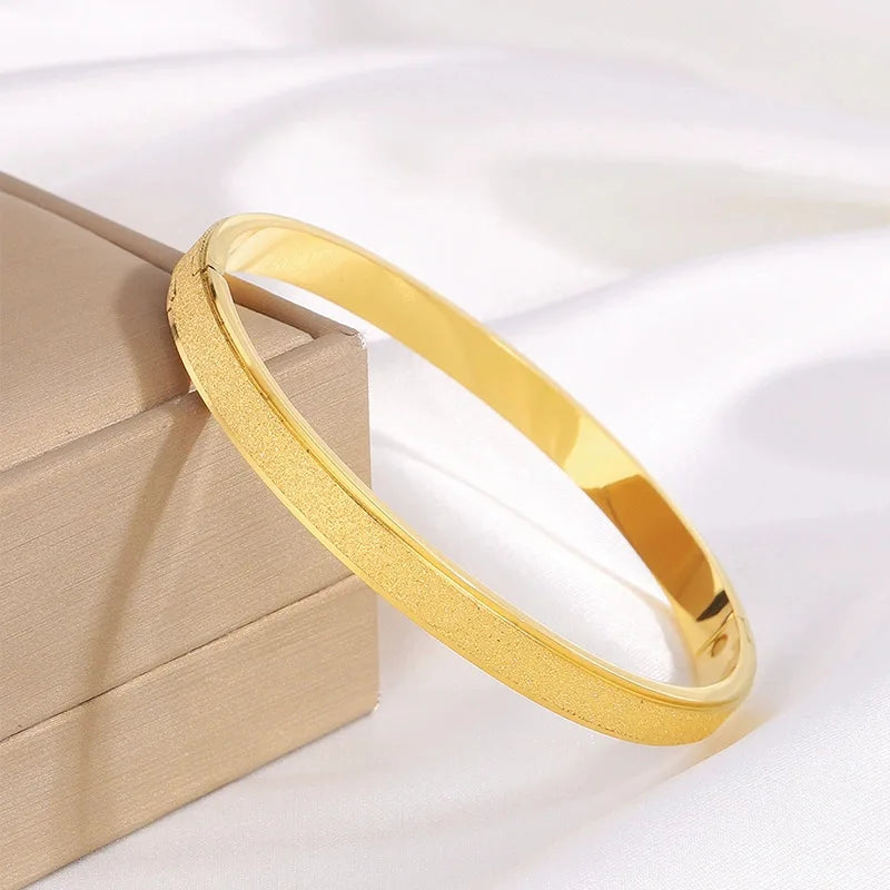 REBEL Stainless Inoxydable Stainless Steel 18K Gold Plated Roman Women Fashion Jewelry Bracelets Bangles