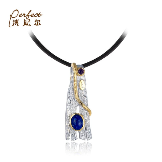 Silverelli Handmade New Design 925 Sterling Silver Lapis Charm Pendant with 18K Gold Plated for Women's Party Occasion