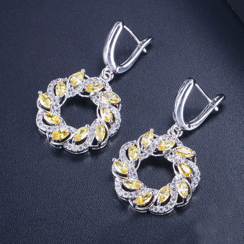 Gemfiori 2022 New Trendy Bridal 925 Silver Drop Earrings Zirconia Dangle Jewelry for Women's Wedding Giftable and Stylish