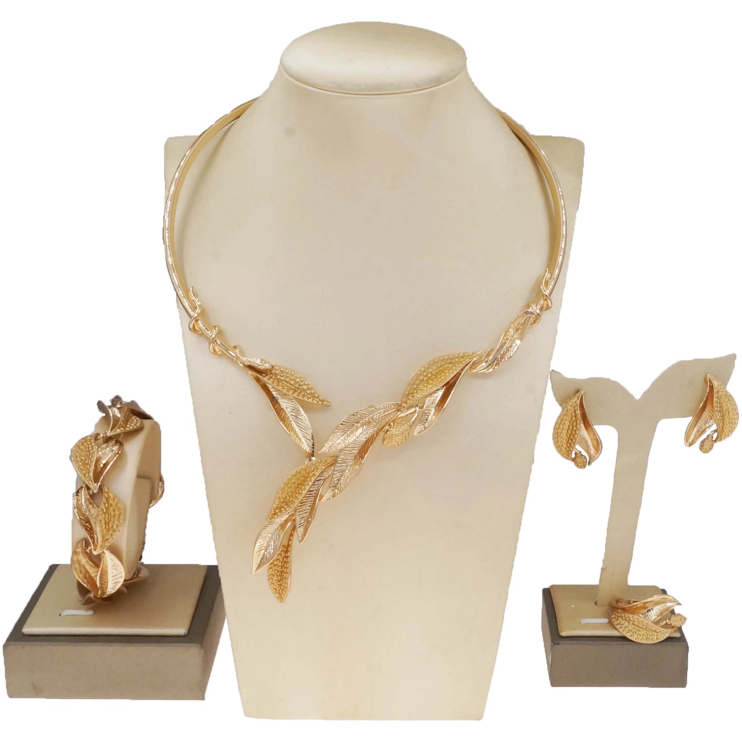 Zhuerrui Exquisite Gold Luxury Jewelry Sets Cheap Silver Leaf Shape Necklace Jewelry Set Fashion Women's Festival Gifts HA23261