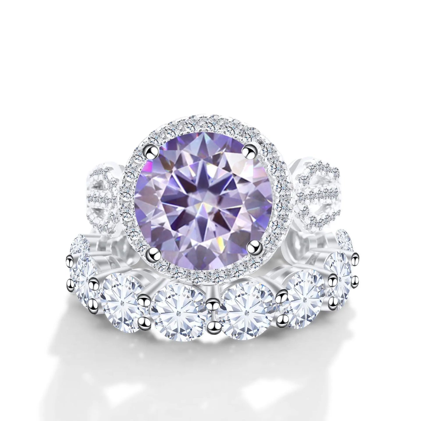 Wholesale Fine Luxury Jewelry Women Red Rings with 12 Carat GRA Certificate Big diamond Moissanite 925 Sterling Silver Ring Sets