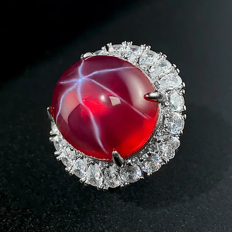 Gemfiori New Hot Selling High Quality Jewelry Ice Seed Fluorescent Red Shining Charm Zircon Hexagram Starlight Set