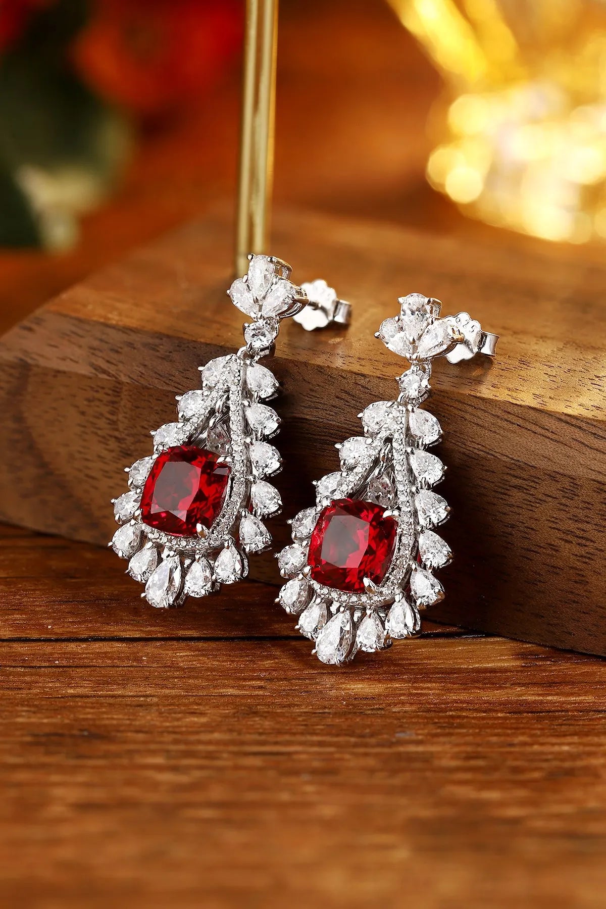 Gemfiori Anster High Quality S925 Lab Grown Ruby Earring Stud Dainty Gemstone Stud Earrings for Women Daily Wear Gift
