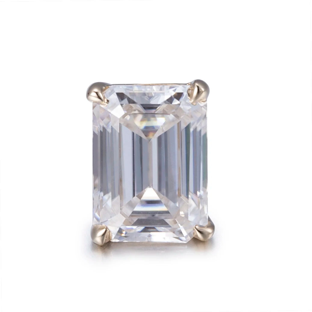 Gemfiori MSE-368 9K Solid Gold With 1ct Loose Lab Grown Diamond Emerald Cut Solitaire Earring Hop Sale Gold Gemfiori Price