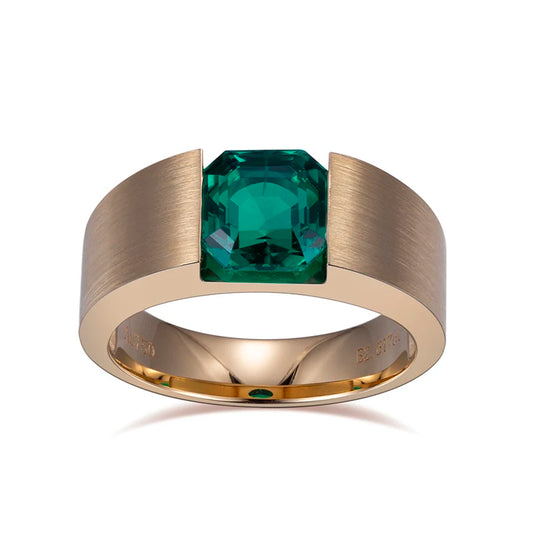 Gemfiori Messi Gems Custom Jewelry MSR-813 18K Yellow Gold Lab Created Emerald Fine Jewelry Rings