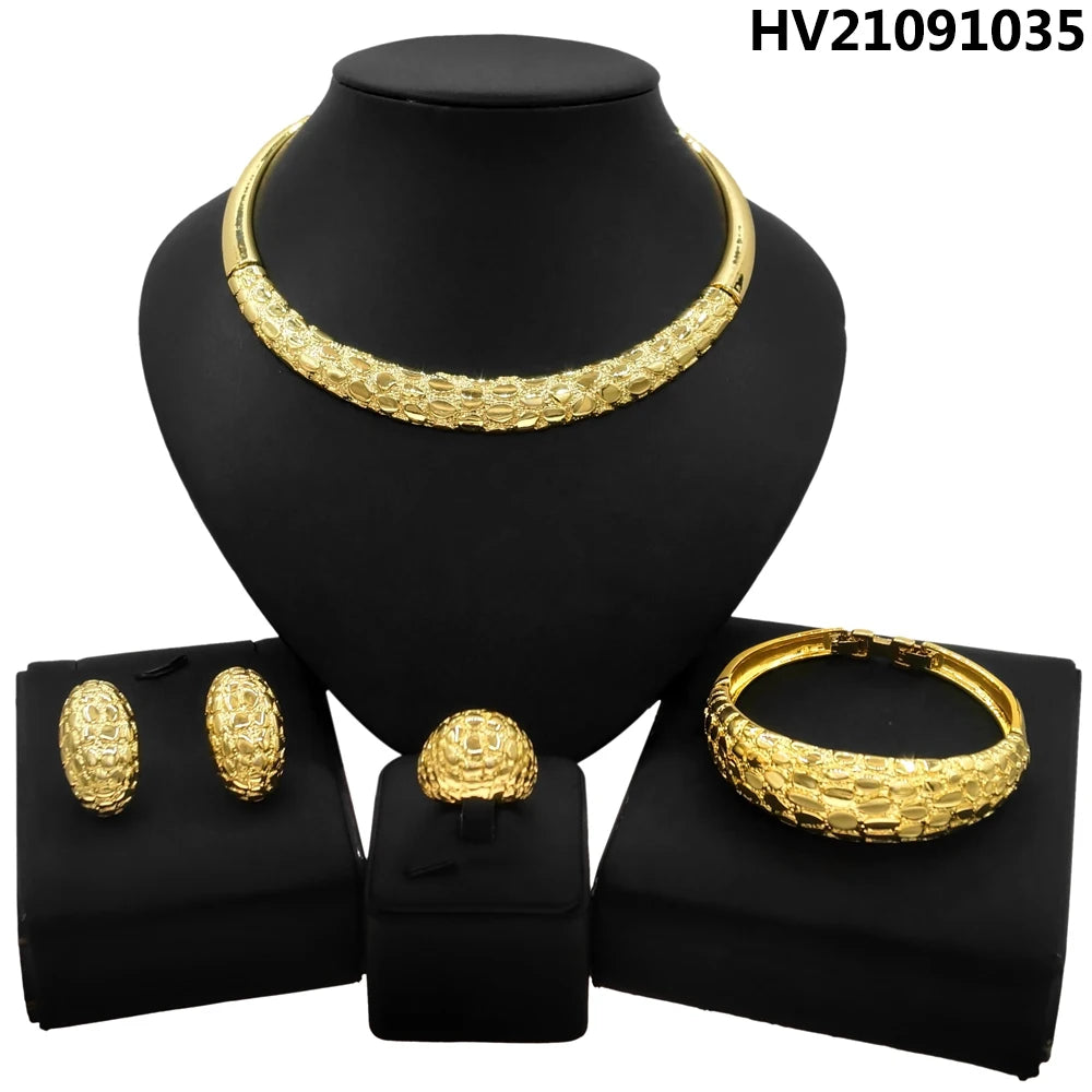 Italian Jewelry Set Alloy Brazilian Jewelry Sets Wedding Party Pendant Spiral Necklace Bracelet Ring Earrings Jewelry HV21091035