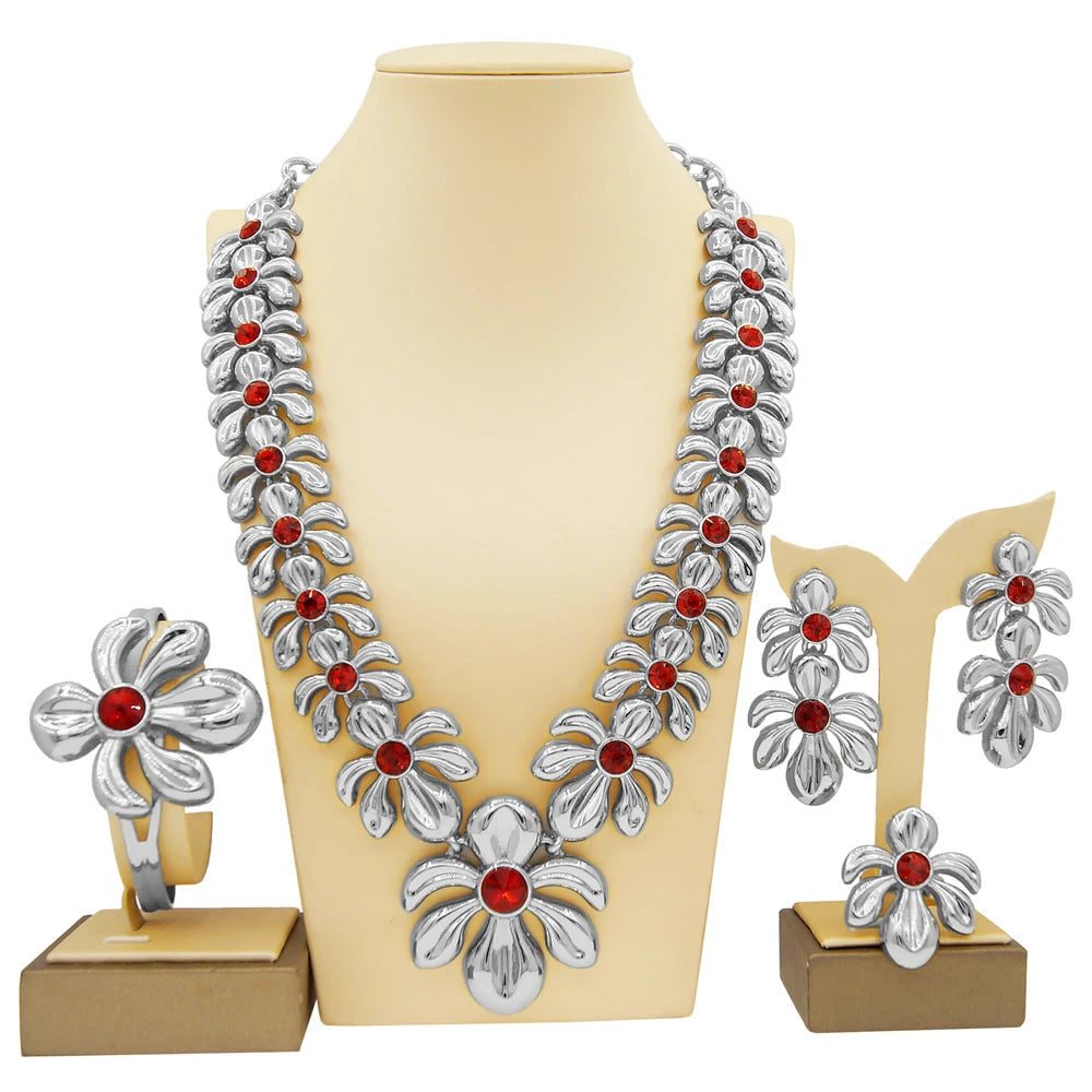 Zhuerrui Choking Necklace Bracelet Earrings Ring Jewelry Set Brazilian Gold Luxury Jewelry Set Gold Plated Jewelry Set H00481