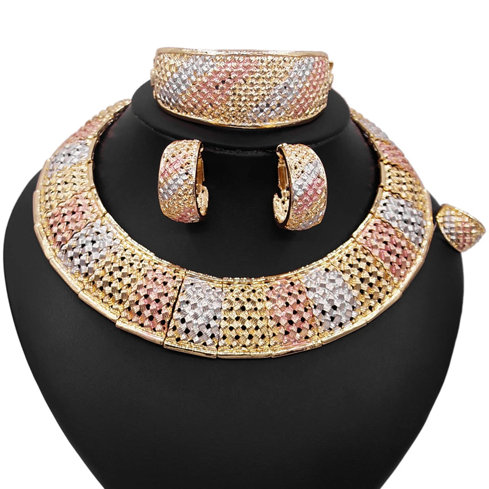 Zhuerrui Italy Brazil Gold Jewelry Set Fashion Vintage 24K High Quality Jewelry Sets Designer Wedding Party Jewelry HC20120514