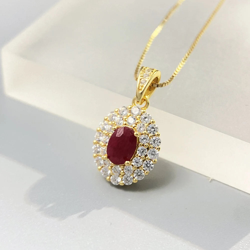 Gioiellieri Heart Ruby Pendant with Natural Red Gemstone for Women 925 Sterling Silver July Birthstone Fine Jewelry Romantic Anniversary
