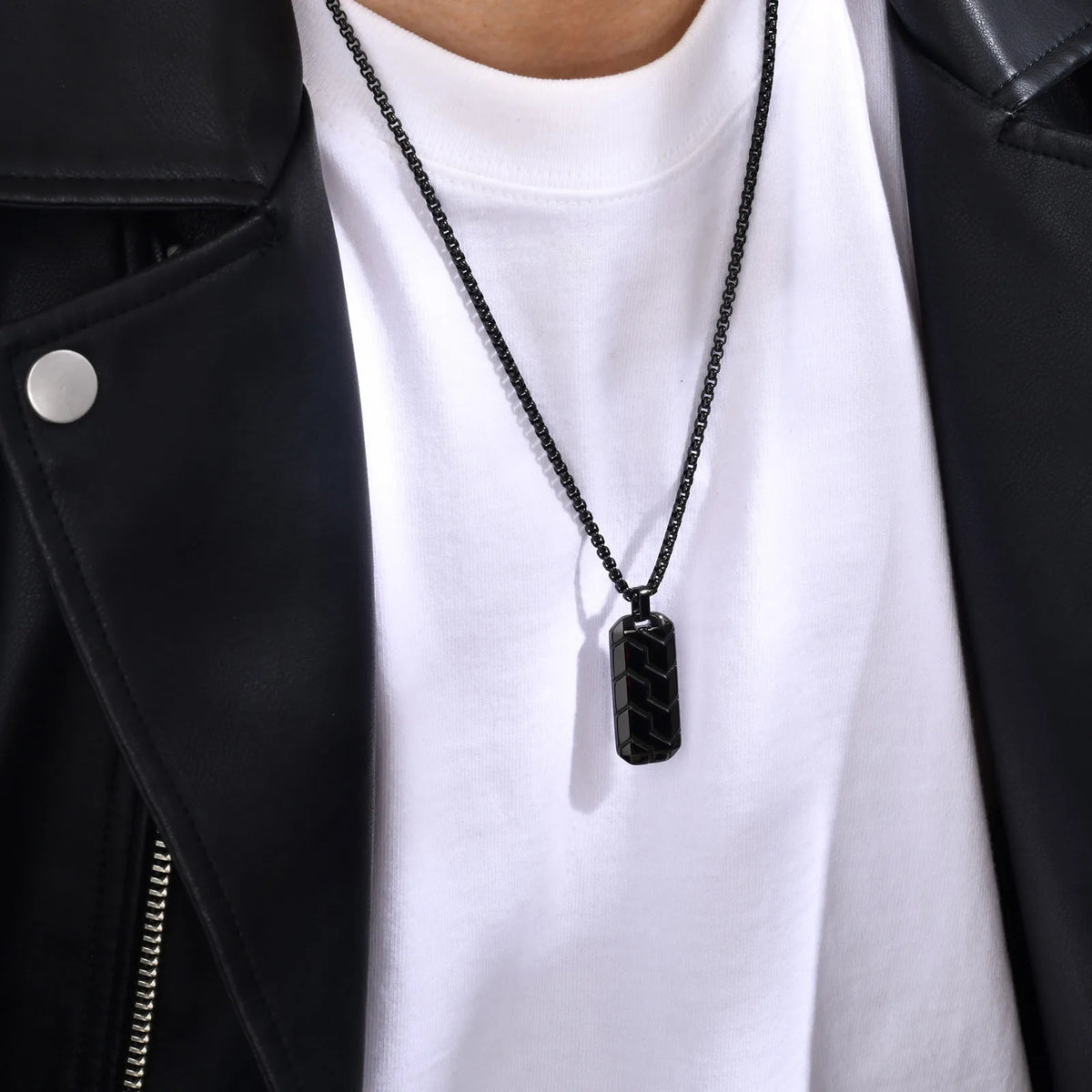 REBEL Hypoallergenic Men's Minimalist Black Gothic Cross Pendant Box Chain Necklace Sports Inspired Stainless Steel Sports Necklaces