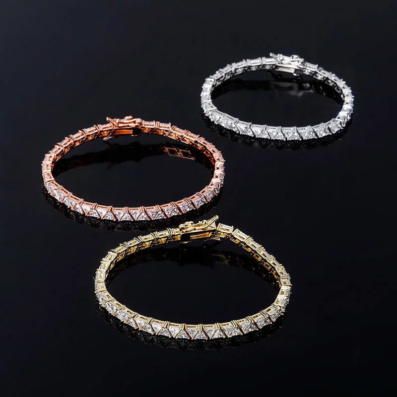Luxury Bling Jewelry Triangular Zircon Choker Necklace Men Women's Hip Hop Tennis Zirconia CZ Diamond Geometric Chains Trendy