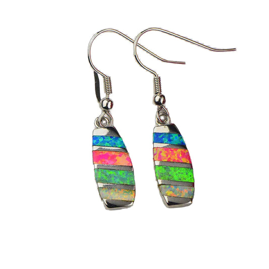 TikTok Ins European and American Style Opal Color Women's Gold-Plated Rectangular Simple Opal Drop Earrings Wholesale