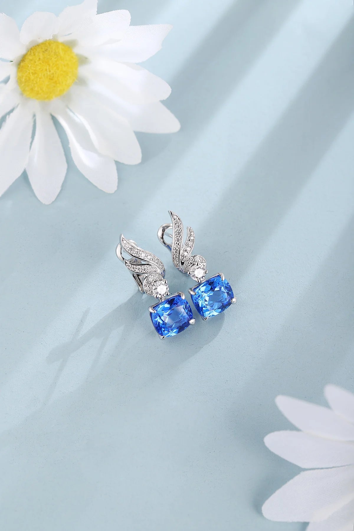 Gemfiori Anster High Quality S925 Lab Grown Cobalt Spinel Earring Stud Dainty Gemstone Stud Earrings for Women Daily Wear Gift