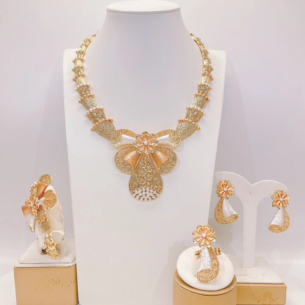 Zhuerrui Italy Brazil Gold Style Jewelry Set Fashion Vintage 24K High Quality Jewelry Sets Designer Wedding Party Jewelry 008120