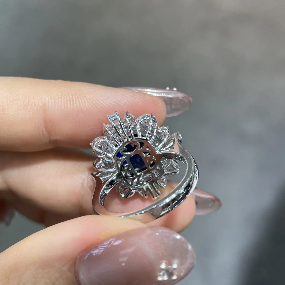 Fine Jewelry Set Elegant 5.5 Carat Cultured Sapphire Cushion-Shaped 925 Sterling Silver Premium Ring Earring Set