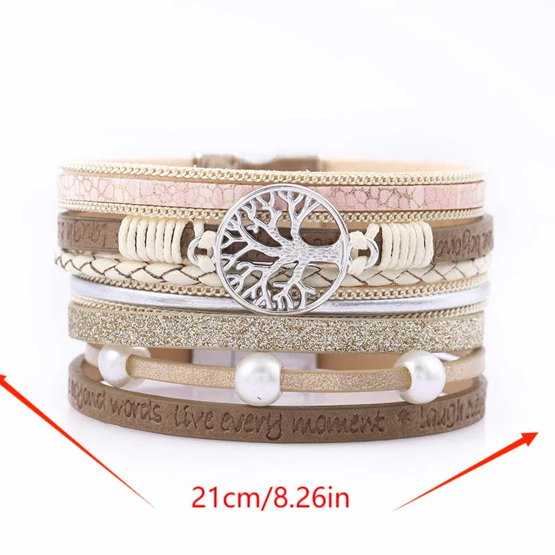 Cross-border Tree Life Magnetic-Clasp Womens Bracelet for Embossed Letter Zhejiang Gift European American Style