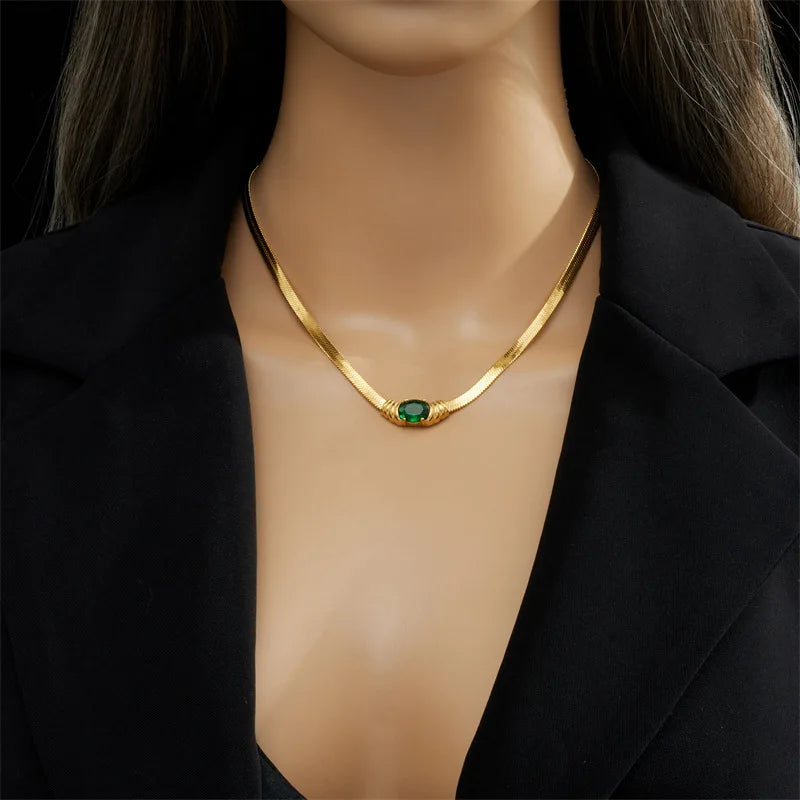 Gold Crystal Disc Chain Necklace & Bracelet Jewellery Set | Sleek Luxury Fashion Set