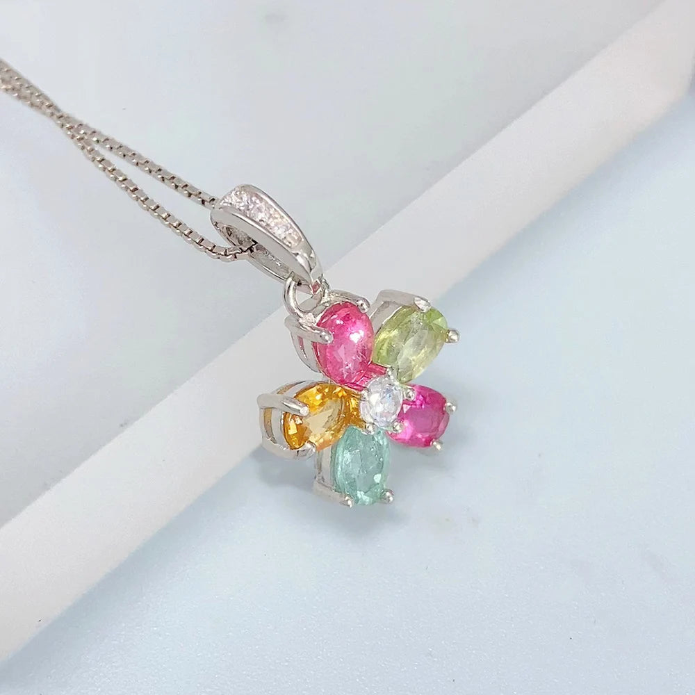 Gioiellieri Natural Tourmaline Pendant 925 Sterling Silver Necklace Fine Jewelry for Women Wedding Bridal Gift Custom Handmade