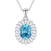 925 Sterling Silver Classic Square Blue Zircon Pendant Necklace | Luxury Blue Stone Clavicle Chain Birthday Gift for Women