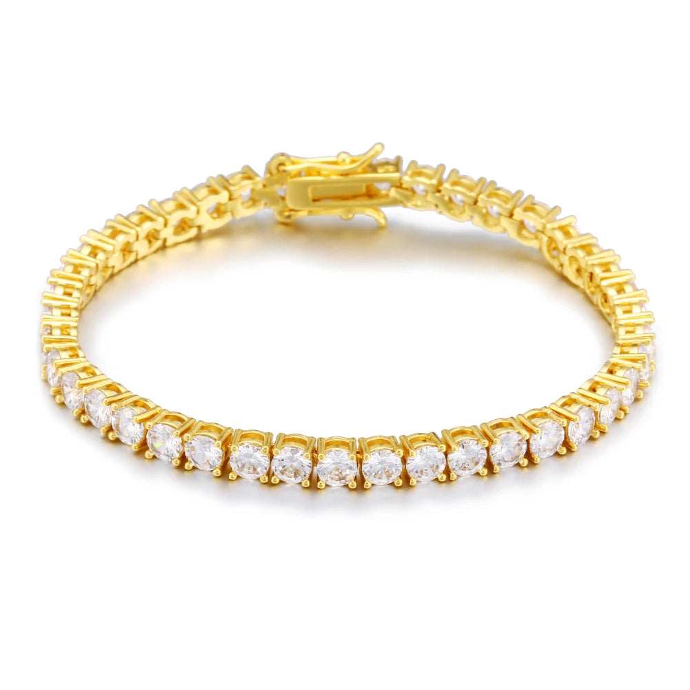 BiG-BOSS Factory Hip Hop Jewelry 3mm 4mm 5mm Gold Plated Brass CZ Diamond Iced Out Fashion Custom Tennis Bracelet for Men Women