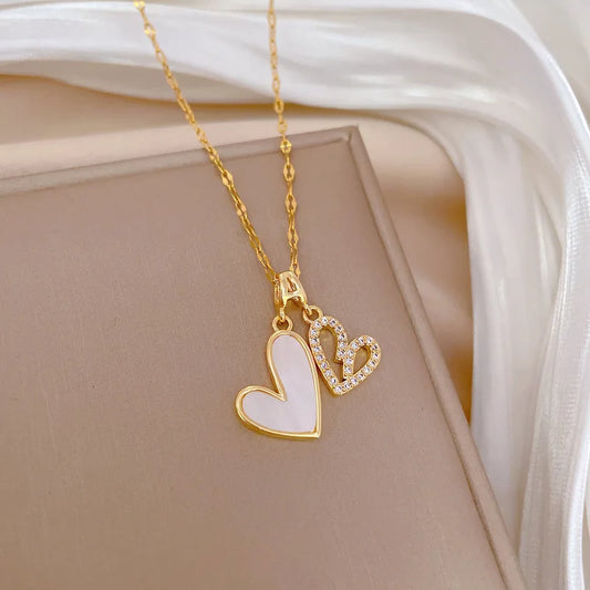 Women's Trendy Minimalist Electroplated Iron Stainless Steel Heart Shape Bamboo Chain Necklace