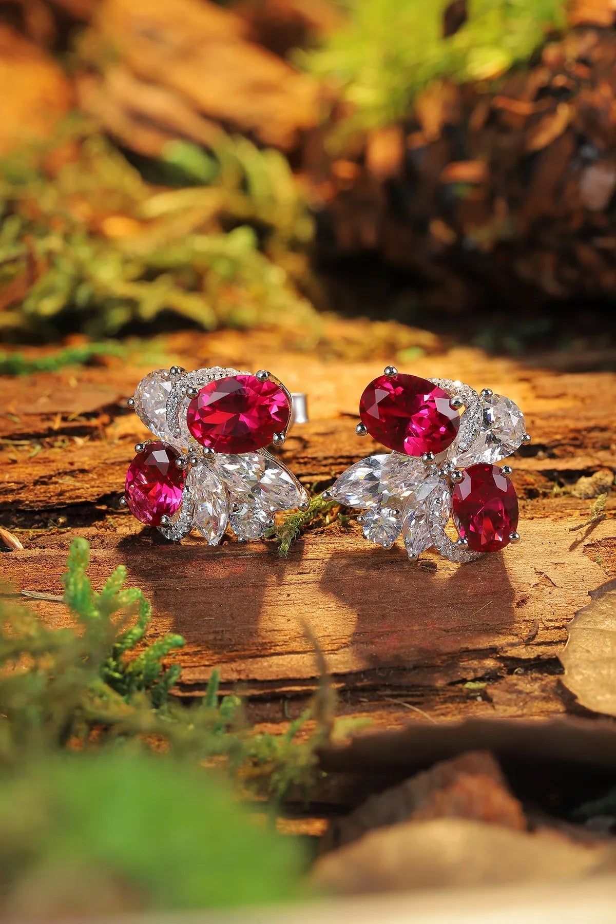 Gemfiori Anster High Quality S925 Lab Grown Ruby Earring Stud Dainty Gemstone Stud Earrings for Women Daily Wear Gift