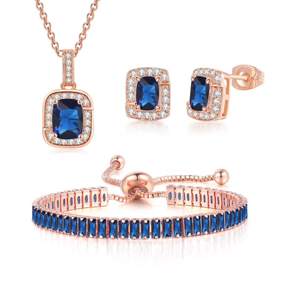 ArtistA RST New Arrival Women Accessories 3 Pcs AAA Green Zircon Earring Necklace Bracelet Jewelry Set S443