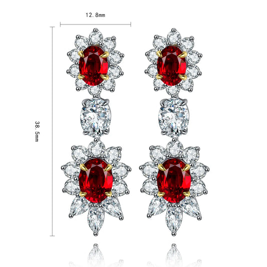 Gemfiori Anster High Quality S925 Lab Grown Ruby Earring Stud Dainty Gemstone Stud Earrings for Women Daily Wear Gift