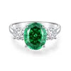 High Quality Fine Jewelry 925 Sterling Silver Green Zircon Ring for Women Gifts Emerald Luxury Women's Green Stone Ring Jewelry