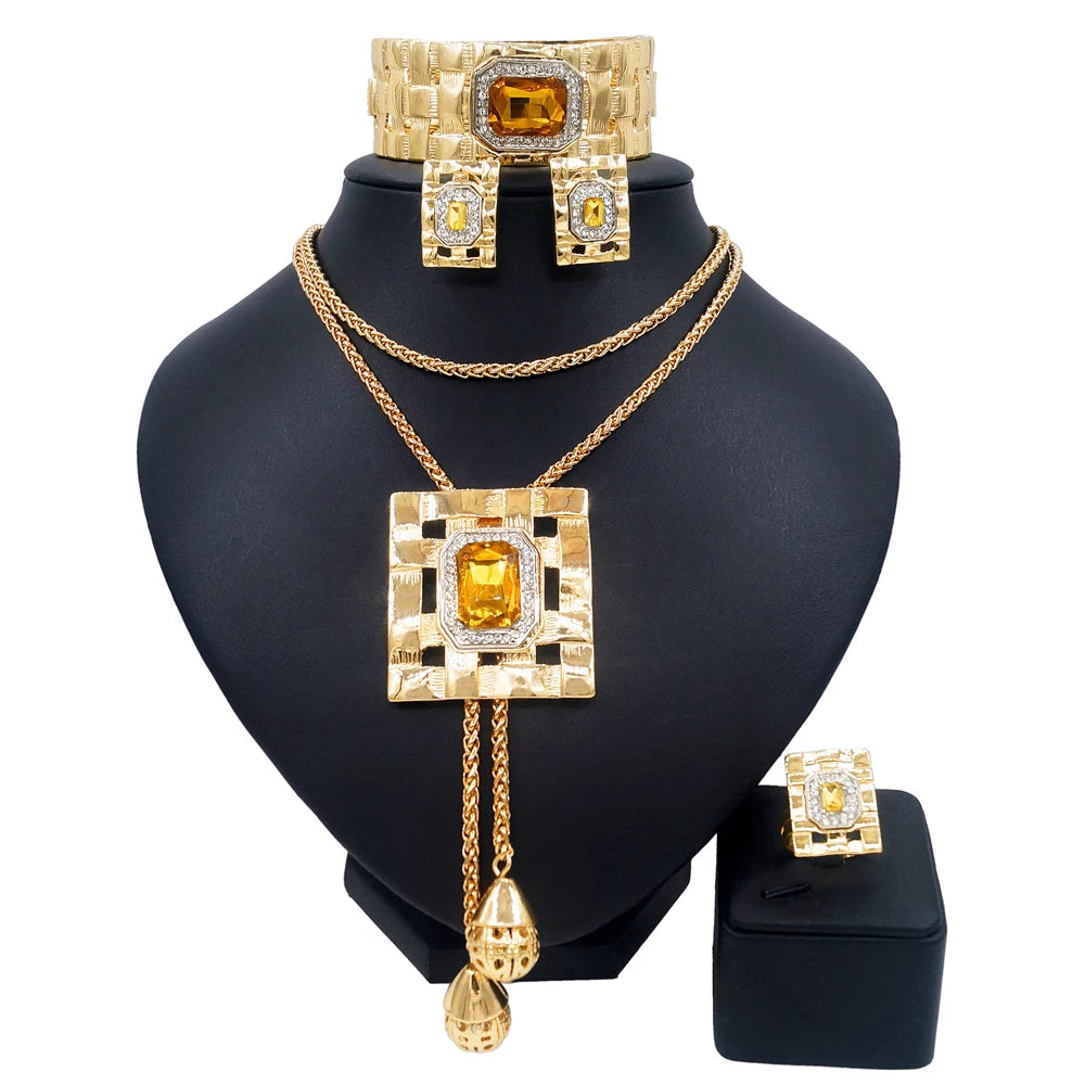 Zhuerrui Good Quality Women's Jewelry Set Luxury Italian Gold Jewelry Design Jewelry Sets Wedding Party Birthday Gifts HA0016