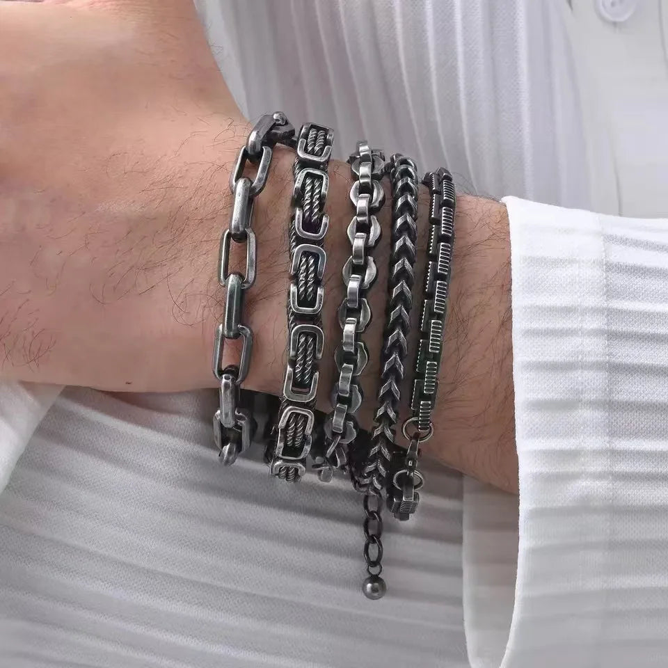 REBEL Black Color Cuban Link Bracelet for Men Stainless Steel Chunky Bracelets Exquisite Turkish Jewelry rs ALN25121184