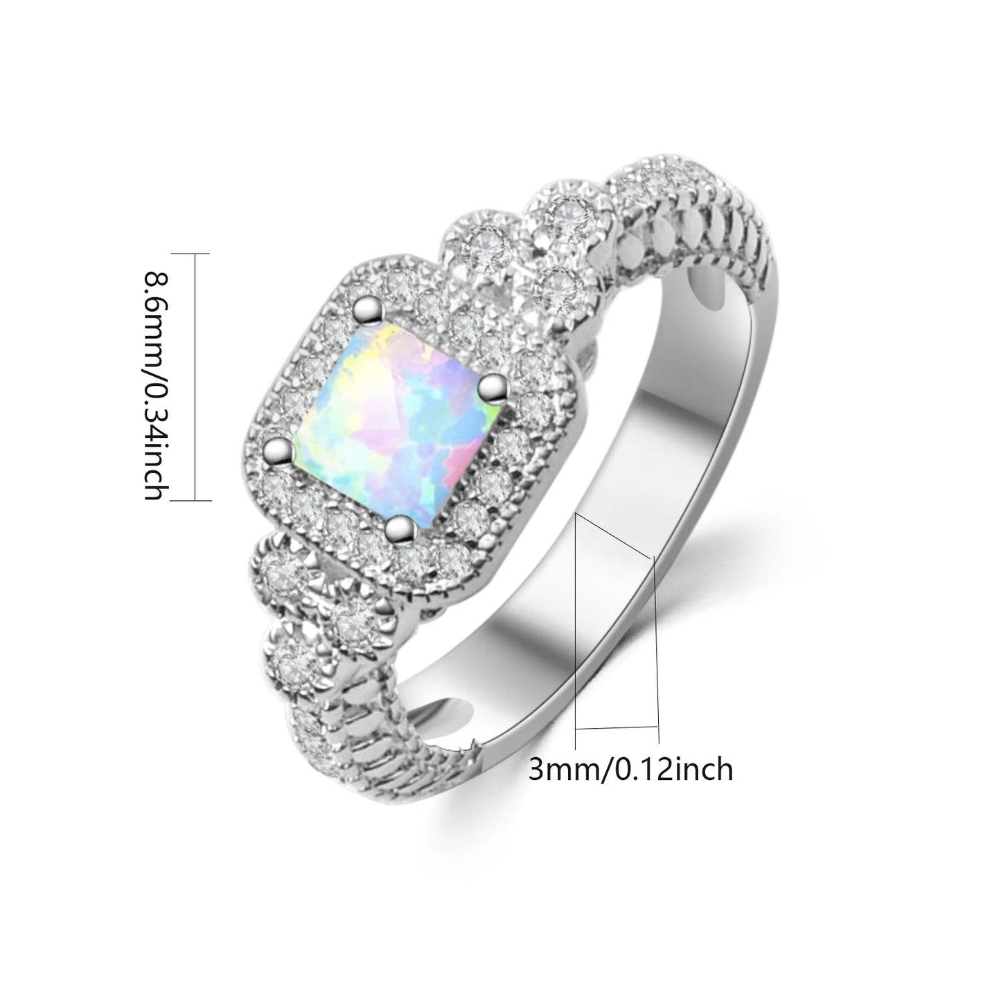 Opal Striped Ring | | Vibrant Rainbow Gem Inlay Fashion Jewelry for Men Women