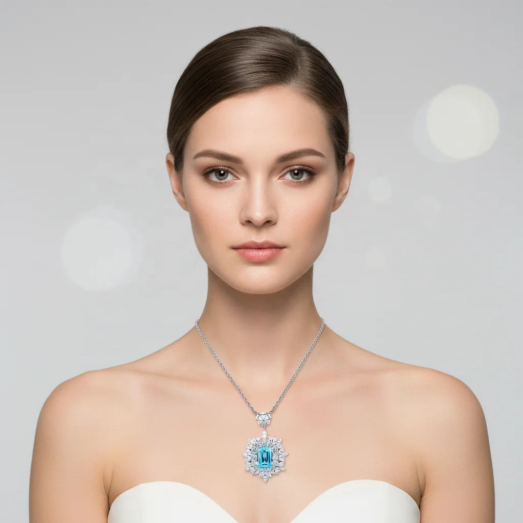 MUSHAN Jewelry Factory 925 Sterling Silver Necklace for Women High Quality Synthetic Sapphire Gemstones Necklaces Pendants Jewel