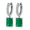 Gemfiori Classic 925 Sterling Silver Rhodium Plated Pendant Earrings with Lab Grown Emerald Cut Stones Women's Gift