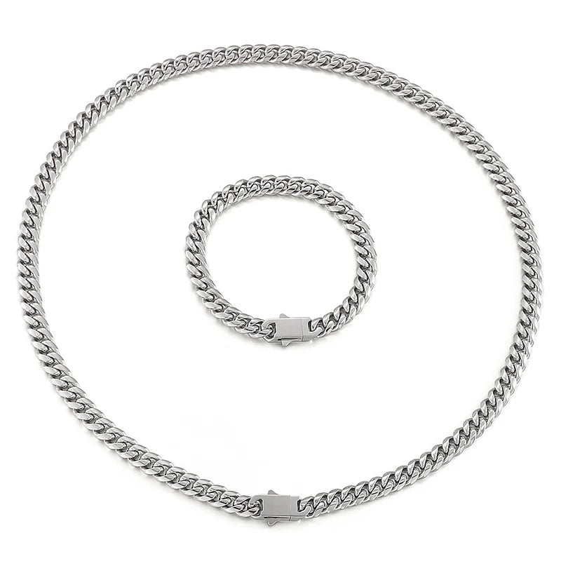 REBEL Fashion Jewelry Luxury Gold Set Dubai Gold Plating Men Charms Bracelets Necklaces Stainless Steel Jewelry Sets