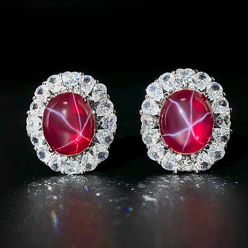 Gemfiori New Hot Selling High Quality Jewelry Ice Seed Fluorescent Red Shining Charm Zircon Hexagram Starlight Set