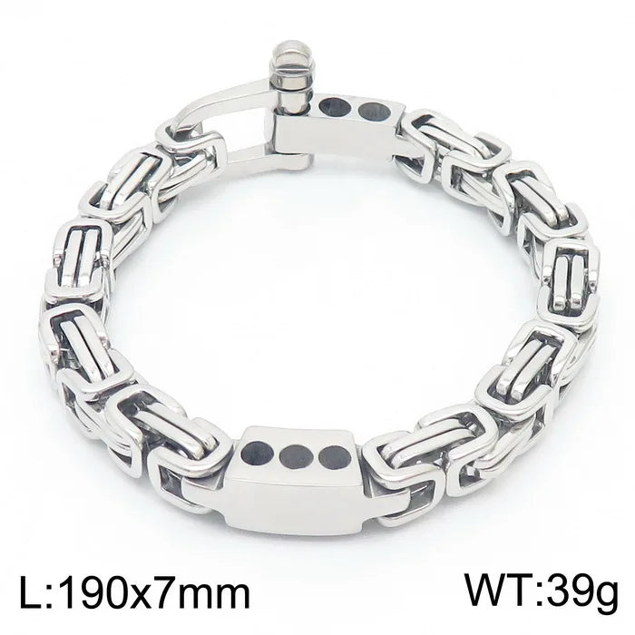 KALEN Trendy Unisex Gold/Silver/Black Stainless Steel Byzantine Links Bracelet With Bolt Clasp