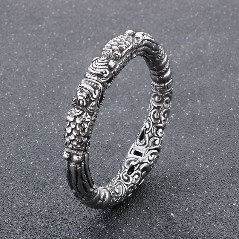 KALEN Unisex Punk Stainless Steel Fashion Bracelets Bangles Open Cuff Abstract Dragon Charm Bracelet